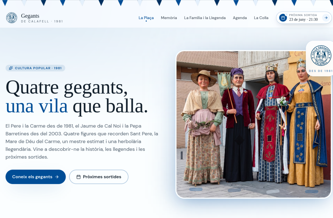 Captura de la web dels Gegants de Calafell